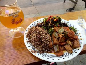 spicy basil Togo & kale salad=yum! at Good Karma Artisan Ales & Cafe in San Jose