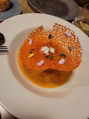 Salmorejo with crisp tomato, exquisite! at BLoved Veggie Corner in Madrid