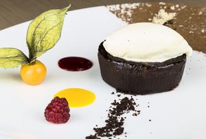 Bio vegan ecstasty and raspberry ice cream (vanilla ice cream on the picture) at BLoved Veggie Corner in Madrid