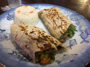 Cheeseless veggie burritos at Barlovento in Progreso