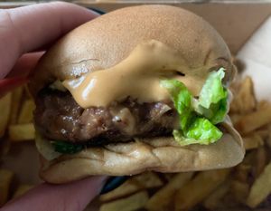 Gluten-free plant burger   at Honest Burgers in Cambridge