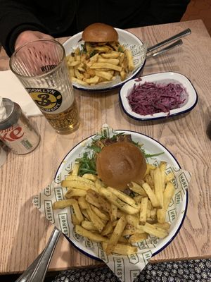 Gf vegan burger, standard vegan burger  at Honest Burgers in Cambridge
