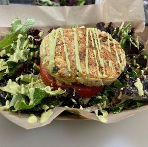 Vegan Crab Cake at Seed to Table Vegan Eatery in Venice