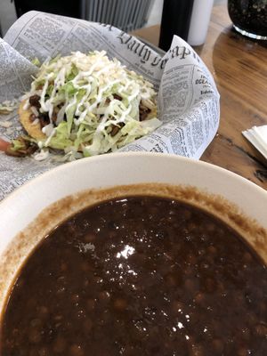 Lentils and Tostada at Pancho's Vegan Tacos - Fort Apache in Las Vegas