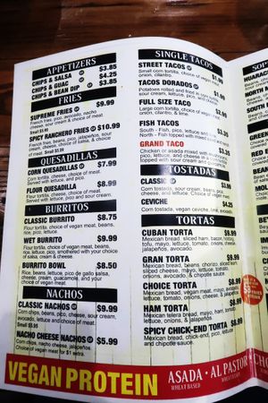 Menu at Pancho's Vegan Tacos - Fort Apache in Las Vegas