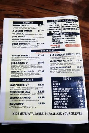 Menu at Pancho's Vegan Tacos - Fort Apache in Las Vegas