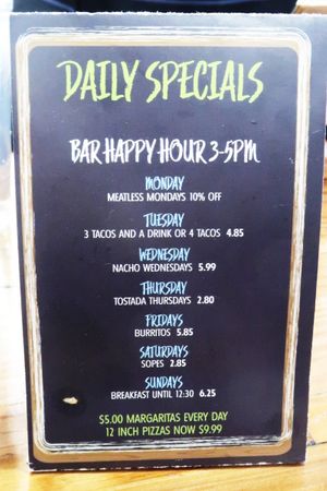 Every day there is a dish in lower price at Pancho's Vegan Tacos - Fort Apache in Las Vegas