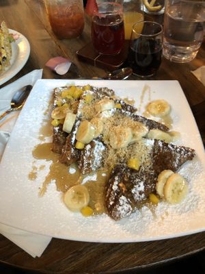 Straight off the vegan menu. vegan coconut multigrain French toast   at Toast Coffeehouse in Port Jefferson