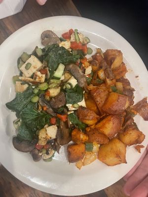 Vegan tofu scrambleed eggs  at Toast Coffeehouse in Port Jefferson