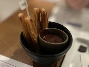 Churros with chocolate sauce   at Wahaca - Covent Garden in London