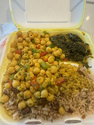 Curry chickpeas was delicious   at Island Cuisine in Charlotte