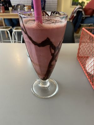 Vegan Dark cherry chocolate milkshake: quite tasty, but missed the whipped cream at Haley's Comet Breakfast Club in The Hague