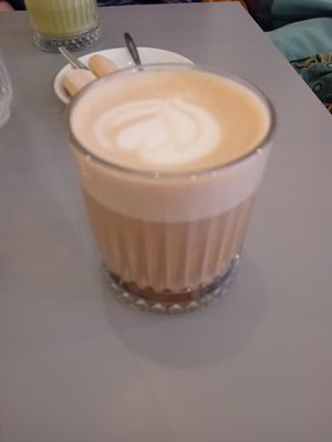 Chai latte with oat milk at Haley's Comet Breakfast Club in The Hague