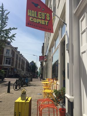 Oat milk and vegan pancakes made out stay enjoyable.  at Haley's Comet Breakfast Club in The Hague