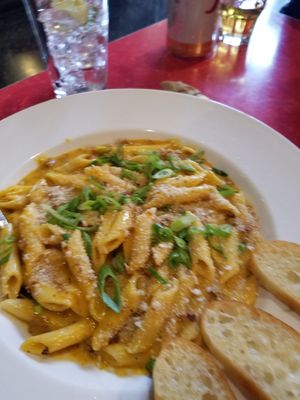 Blurry mac n chao with chorizo at Cyclops in Seattle