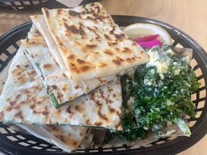 Gozleme and salad  at Kevabs in Brunswick