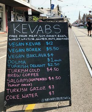 Some of the menu  at Kevabs in Brunswick