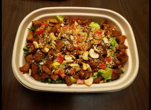 Tempeh quinoa bowl at Vegetarian House in San Jose