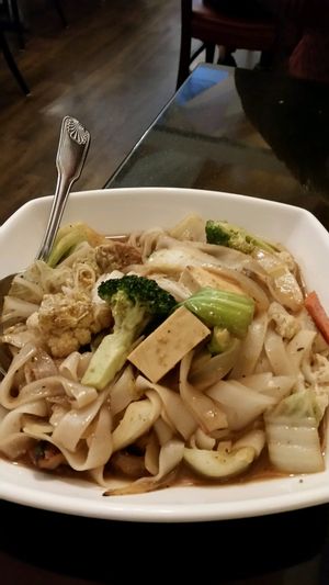 chow fun at Vegetarian House in San Jose