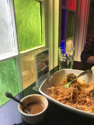 Stained Glass Windows  at Vegetarian House in San Jose