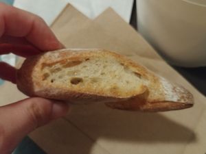 Bread with garlic butter, side for Stroganoff dish at Vegetarian House in San Jose