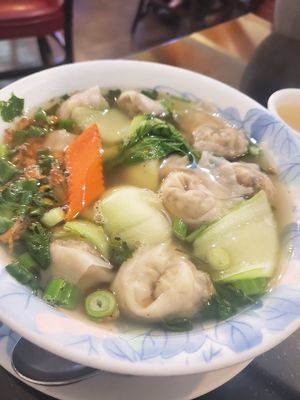 Won ton soup at Vegetarian House in San Jose
