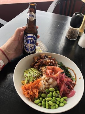 Vegan poke with tempeh   at De Governeur in Willemstad