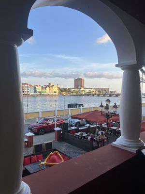 Stunning balcony view of Punda  at De Governeur in Willemstad