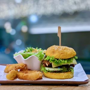 Tempeh Burger at Green Ba - Somerset in Central Singapore