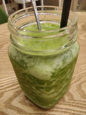 Fresh Green vegetables juice from the hydroponics at Green Ba - Somerset in Central Singapore