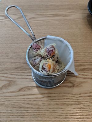 Purple sweet potato spring rolls at Green Ba - Somerset in Central Singapore