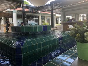 Fountain on teras at De Dames in Willemstad