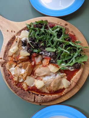 Yummy yummy yummy yummy half and half pizza at Privé - Somerset in Central Singapore