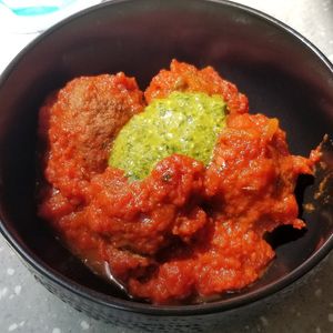 Impossible meatballs with marinara sauce at Privé - Somerset in Central Singapore