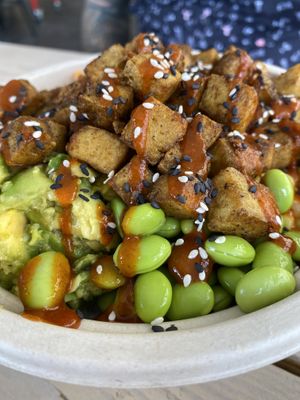 Tofu bowl at Poke Food Station in Willemstad