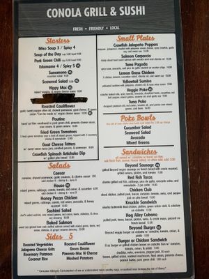 Menu 9/27/2020 at Conola Grill and Sushi in Metairie