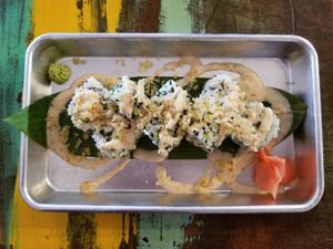 Vegan Crunchy Roll with Marinated Jackfruit & Vegan Dynamite at Conola Grill and Sushi in Metairie