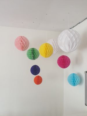 Colourful paper balls at Catchacarrot Vegan in Ardfern