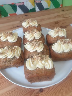 Walnut and banana loaves , homemade for you . at Catchacarrot Vegan in Ardfern