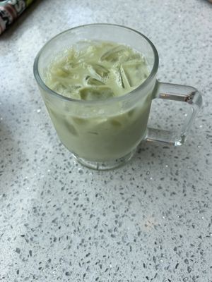Iced Matcha latte with almond milk  at The Lindenhurst Diner in Lindenhurst
