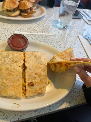 With home fries, tofu scramble, peppers, beans and salsa on the side at The Lindenhurst Diner in Lindenhurst