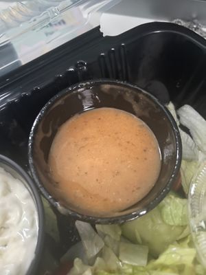 Salad dressing that come with the Impossible Gyro (total: $17.95) at The Lindenhurst Diner in Lindenhurst