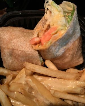 Buffalo chicken wrap with cheese friess  at The Lindenhurst Diner in Lindenhurst