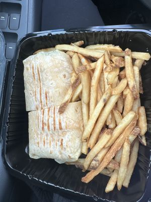Buffalo chicken wrap with fries - very expensive at $23  at The Lindenhurst Diner in Lindenhurst