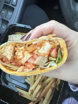 Buffalo chicken wrap with fries - very expensive at $23  at The Lindenhurst Diner in Lindenhurst