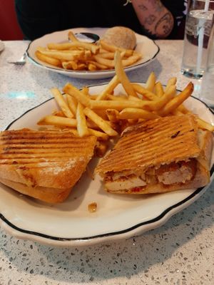 The chili chick'n sandwich was delicious! at The Lindenhurst Diner in Lindenhurst