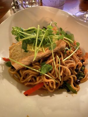 Tofu and Noodles with Black Bean & Ginger Sauce  at Lava Lava Beach Club in Waikoloa