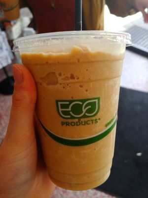 Carmel iced coffee (blended) w/ oatly milk at Flying M Coffee in Boise