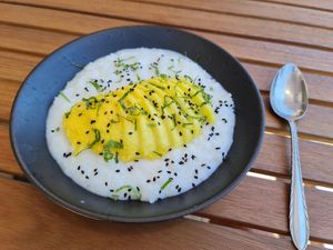 Rice pudding at Boneless Vegetarian Cafe in Bermagui