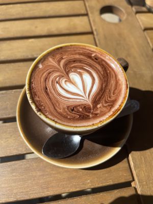 Vegan hot chocolate   at Boneless Vegetarian Cafe in Bermagui